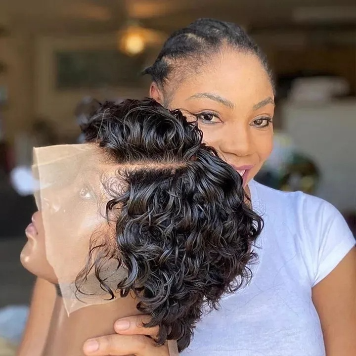 Human Hair Lace Wig Short Headband