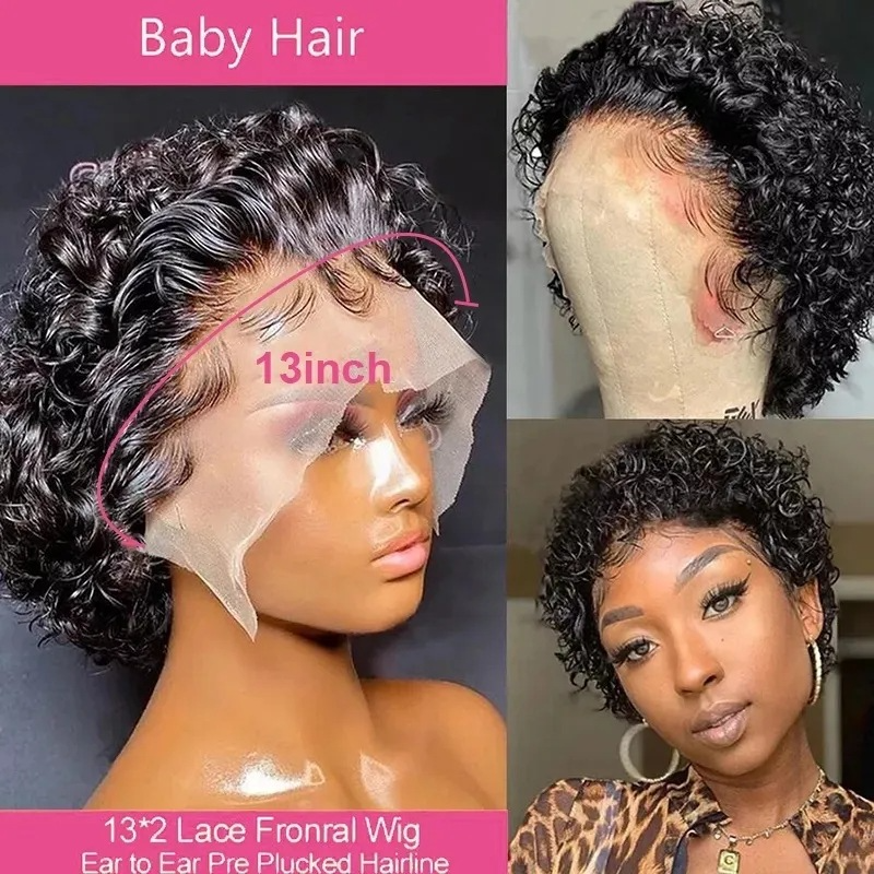 Human Hair Lace Wig Short Headband